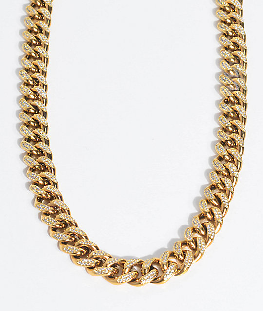The Gold Gods Diamond Cuban 22" Necklace Zumiez